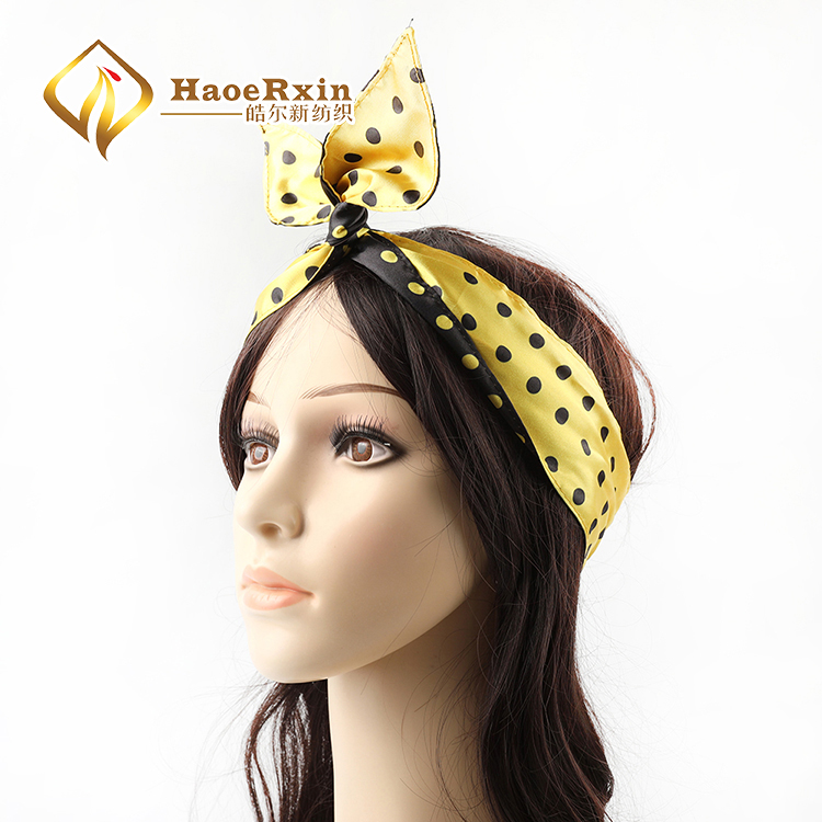 Hot sale hair accessories cute bunny rabbit ear hairband women metal wire headband ribbon bow headband