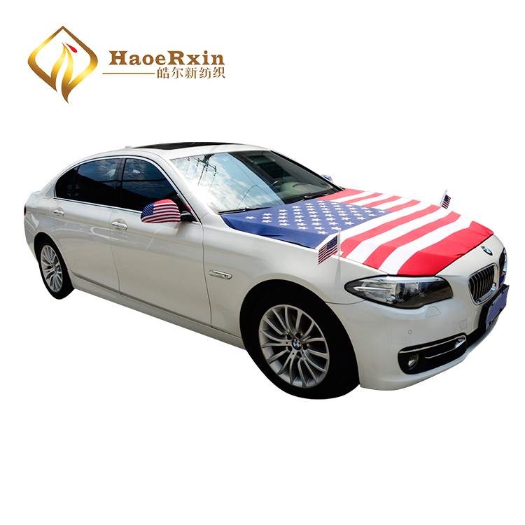 Wholesale customized sublimated printing promotion national engine bonnet covers car hood flag