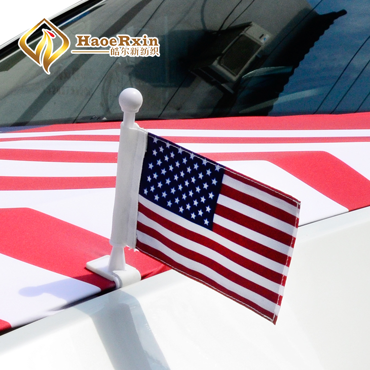 Custom pattern 2 pieces double side presidentia car antenna ears banner set ambassador auto flag