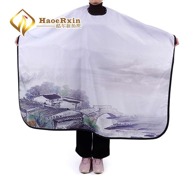 Hot sale adult size comfortable white black custom print hair salon shampoo cape